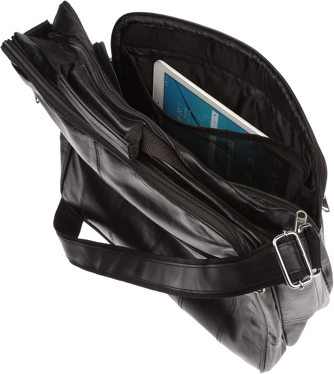 Christian Wippermann Flugbegleiter Umhängetasche Arbeitstasche Herrentasche echt Leder Schwarz Querf