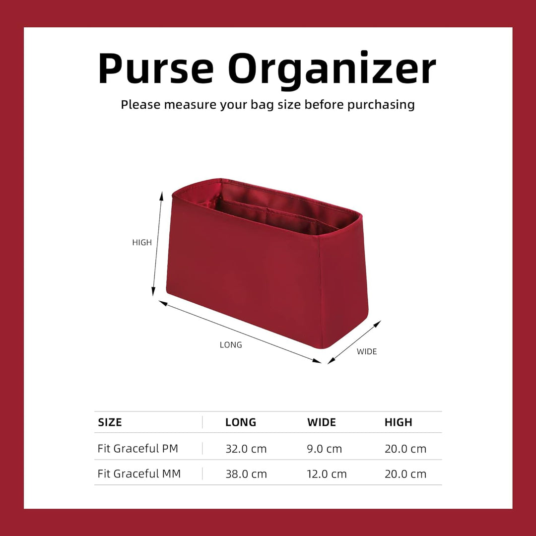 DGAZ Seide Taschen Organizer Einsatz für LV Graceful PM/MM, Taschenorganizer Shaper Einsatz, Leicht