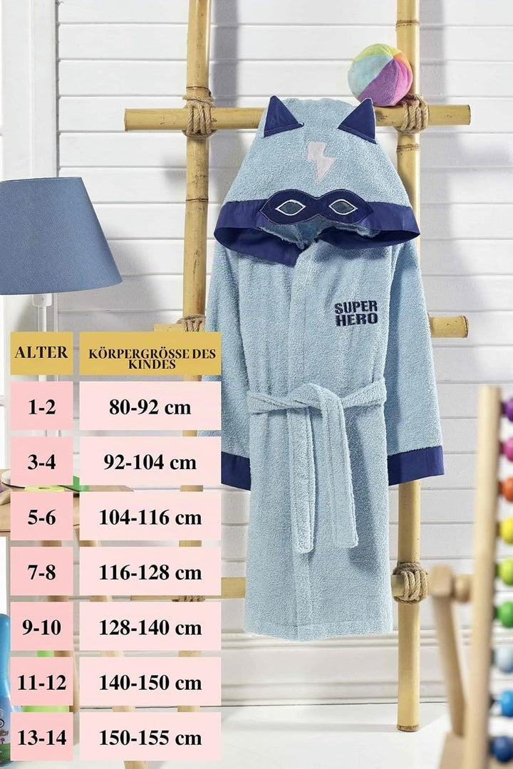 ELY PARKER Bademantel Kinder Frottee, Jungs, Jungen, Mädchen, Handtuch aus Türkische Baumwolle, mit