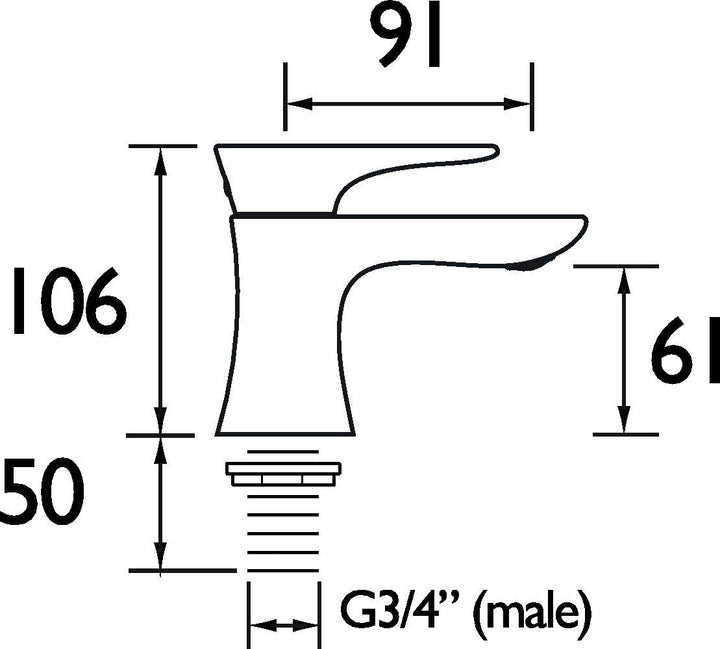 Bristan HOU 3/4 C Sanduhr Badewannenarmatur, Chrom Bath Pillar, Bath Pillar