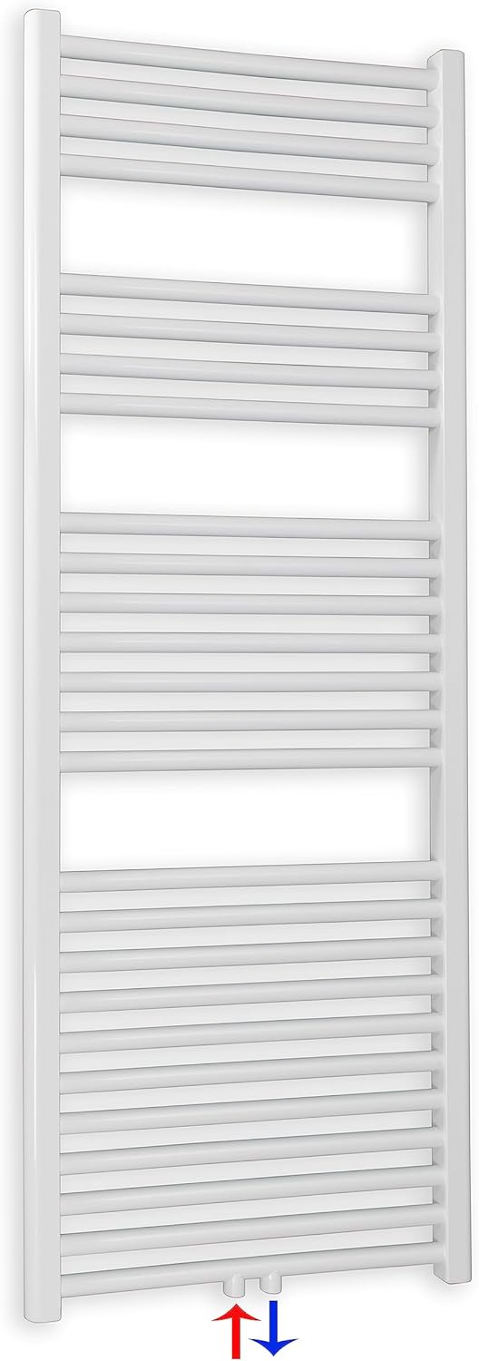 Heizkörper Badheizkörper Handtuchwärmer mit Mittelanschluss 50 mm weiss (1424 x 600 mm) (717 Watt na