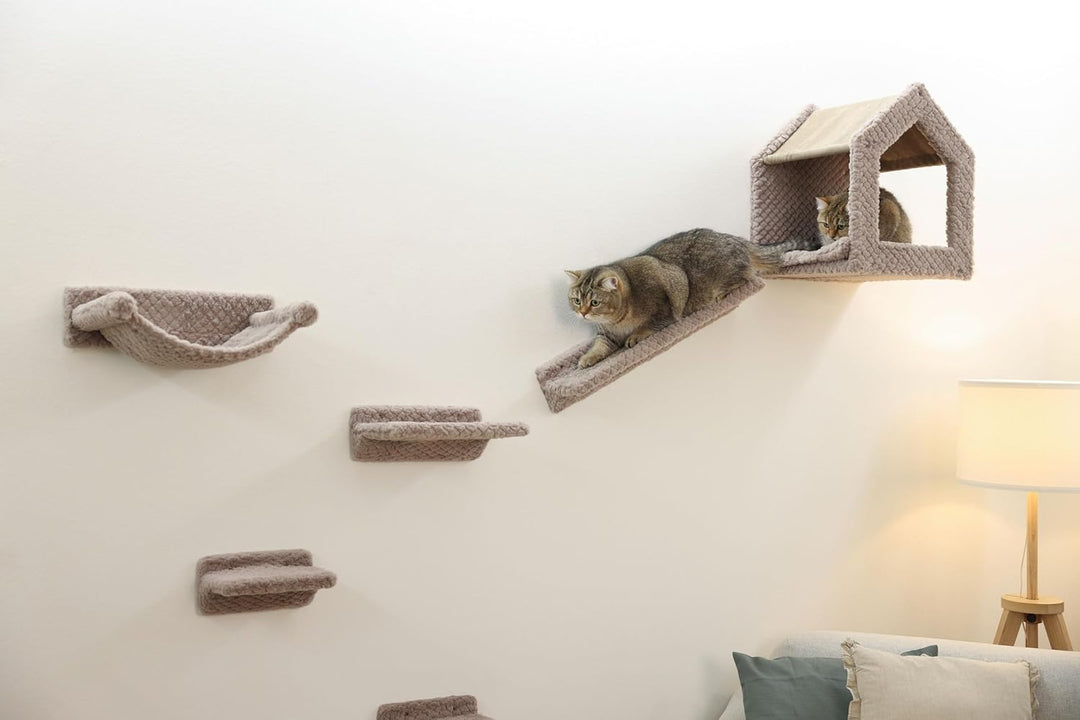 Kerbl Pet Kletterwand Monte Baldo, Wandkratzbaum, taupe, max. Belastbarkeit 10kg, 6-teilig, platzspa