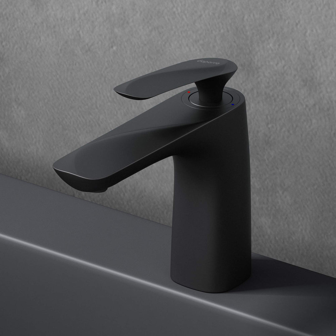 Mai &amp; Mai Armatur Wasserhahn Bad Schwarz matt WAM-7201 | Waschbeckenarmatur 16.5cm hoch | Badinstall