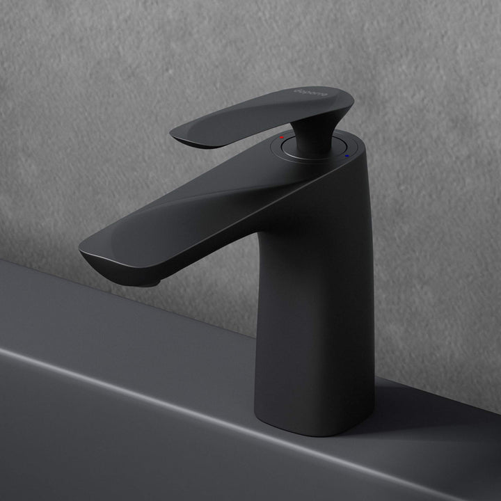 Mai &amp; Mai Armatur Wasserhahn Bad Schwarz matt WAM-7201 | Waschbeckenarmatur 16.5cm hoch | Badinstall
