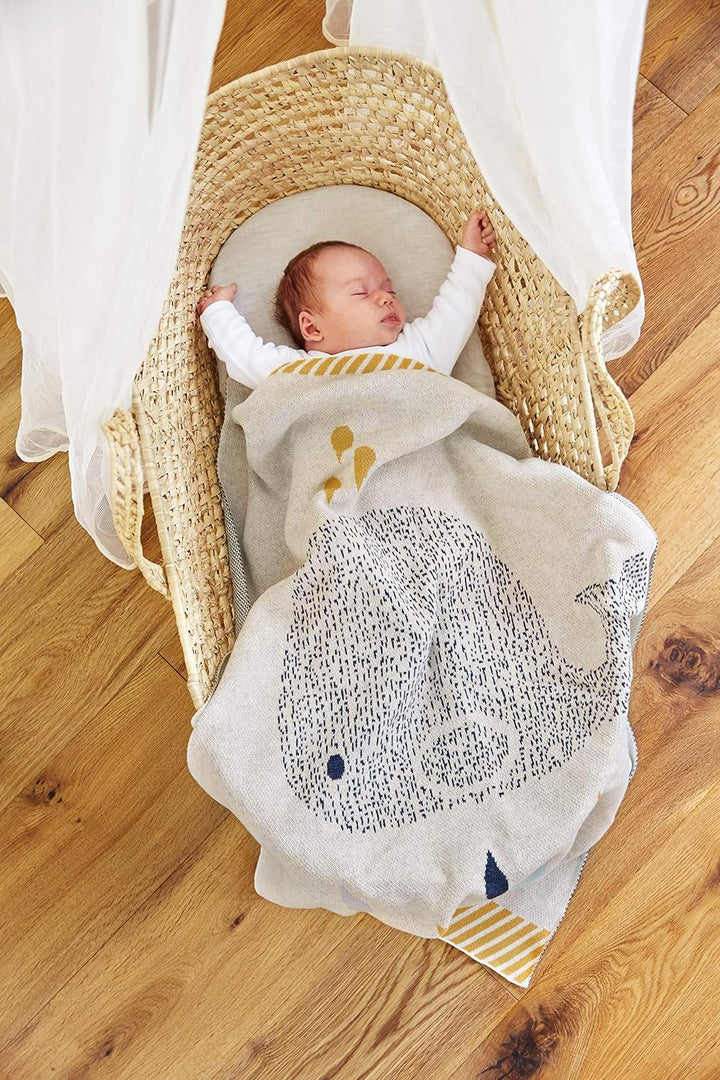 LÄSSIG Baby Krabbeldecke Strickdecke Spieldecke Schmusedecke Kuscheldecke GOTS zertifiziert weich/Ba