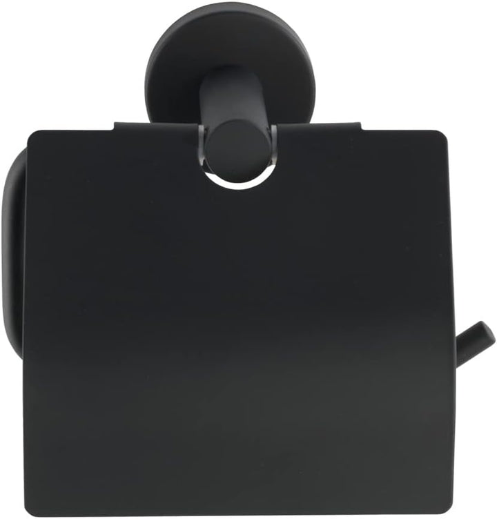 WENKO Toilettenpapierhalter Edelstahl Bosio Black matt mit Deckel - WC-Rollenhalter, mit Deckel, Ede
