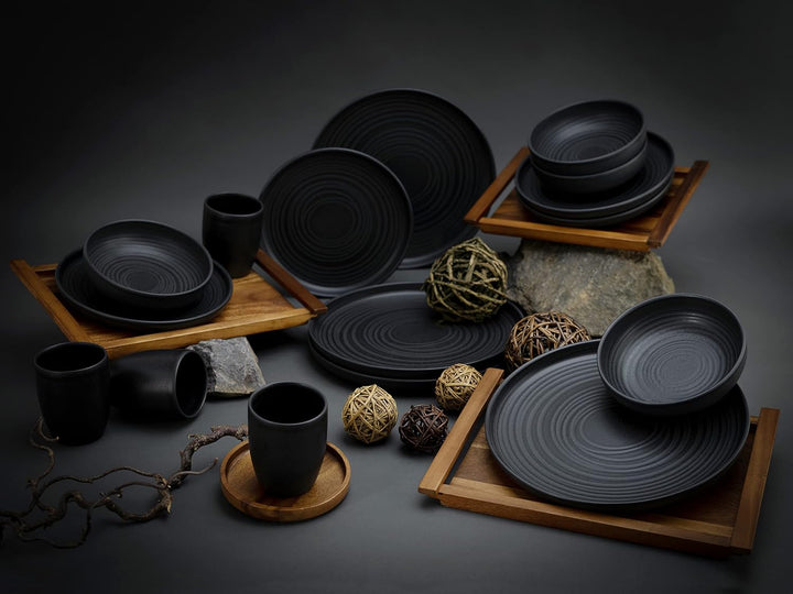 CreaTable 23860, Serie Uno Black Lava Stone, Kombiservice 16 teilig Black Lava Stone Kombiservice 16