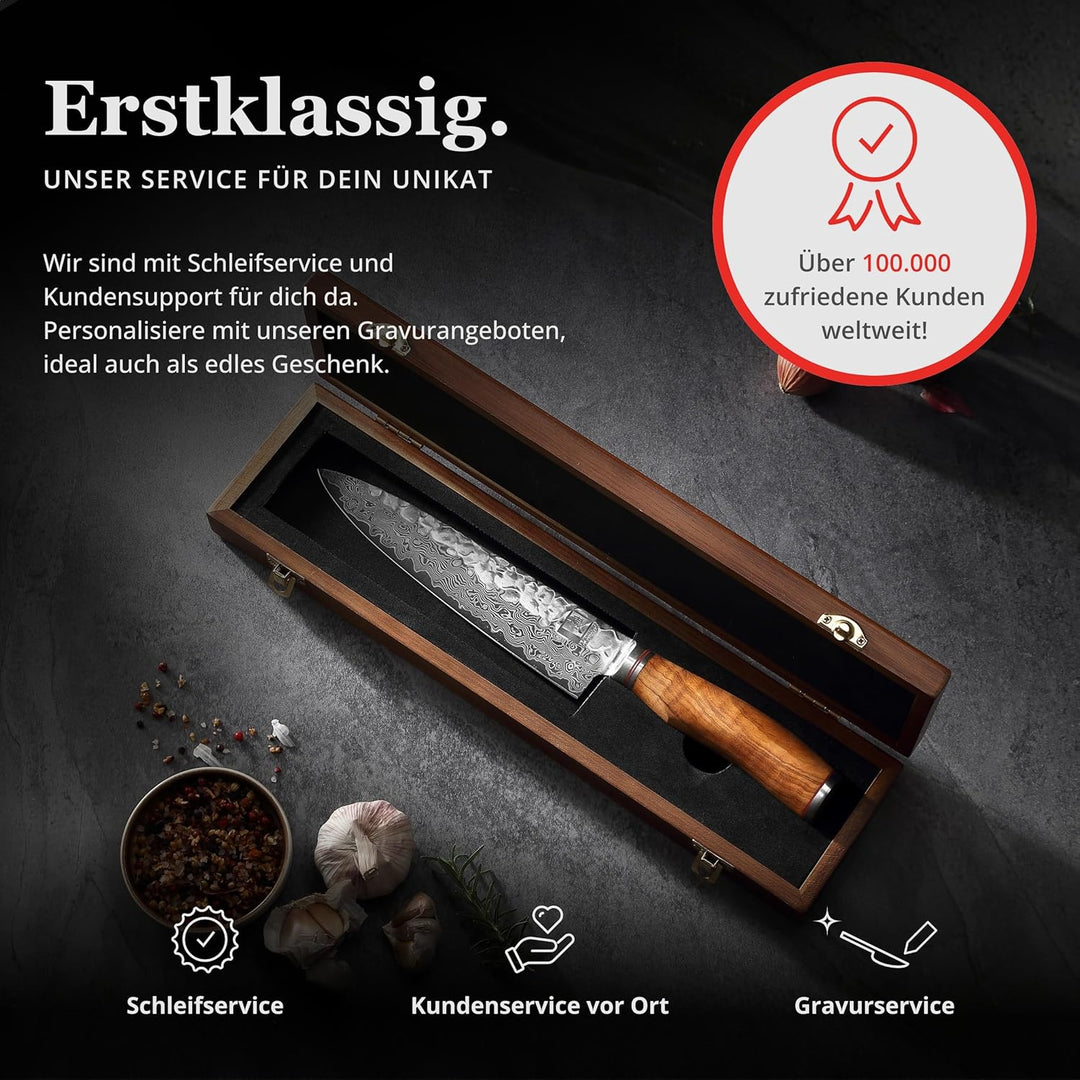 zayiko Minami Premium Guyto Chefmesser mit 20 cm Klinge gefertigt aus 67 Lagen echtem Damaststahl mi