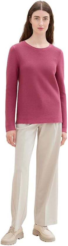 TOM TAILOR Damen Basic Strickpullover aus Bio-Baumwolle M 16348 - Pink Velvet, M 16348 - Pink Velvet