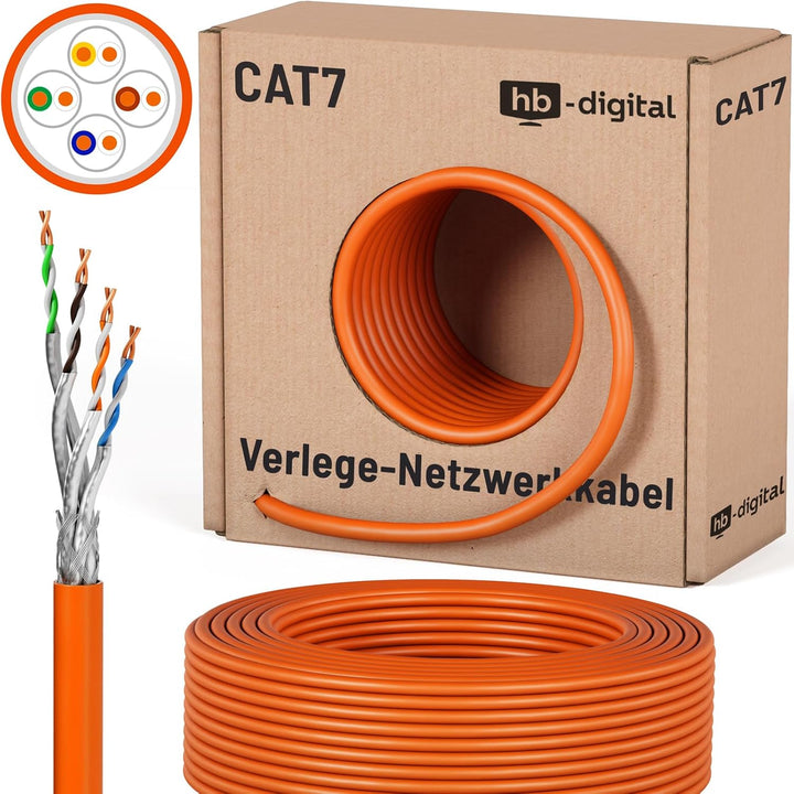 HB-DIGITAL 25m Basic Netzwerkkabel cat 7 Brandschutzklasse: Eca LAN Verlegekabel Cabel Kupfergemisch