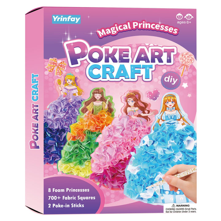 Yrinfay Poke Art Basteln Kinder - DIY 8 magische Prinzessinnen und 6 Accessoires - Prinzessin Bastel