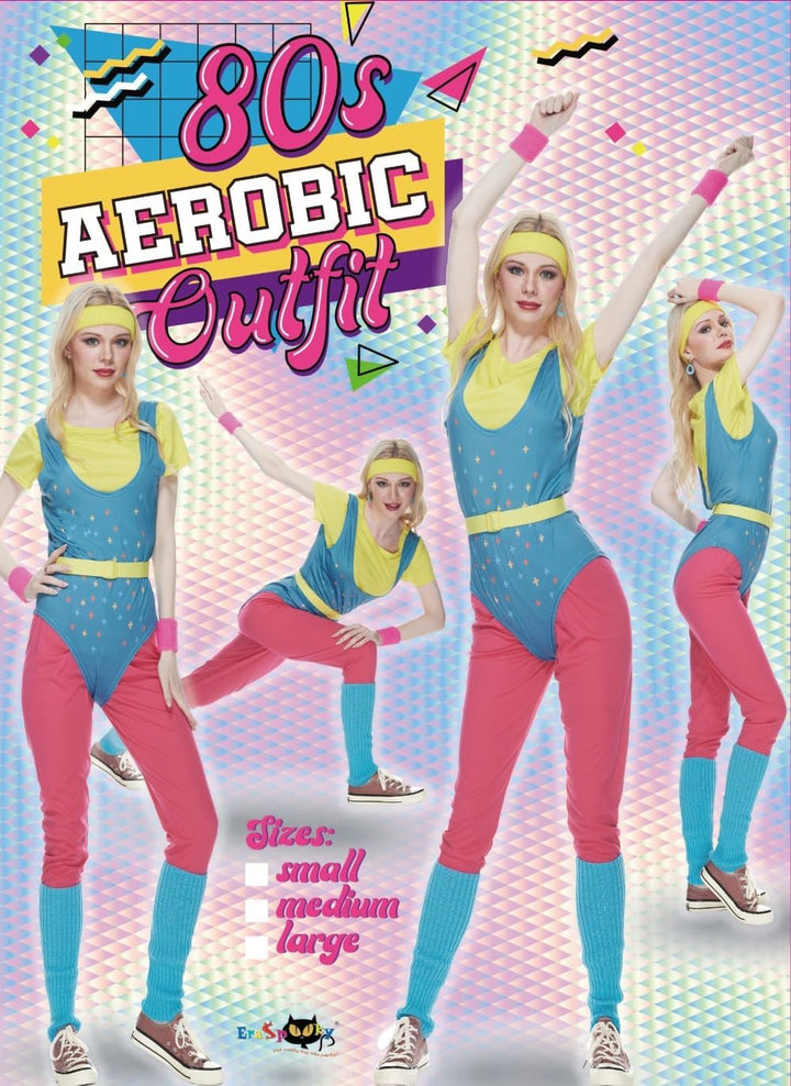 EraSpooky Damen Retro 80er Jahre Aerobic Outfit,Sportbekleidung,Sportler Outfit,Halloween Cosplay S