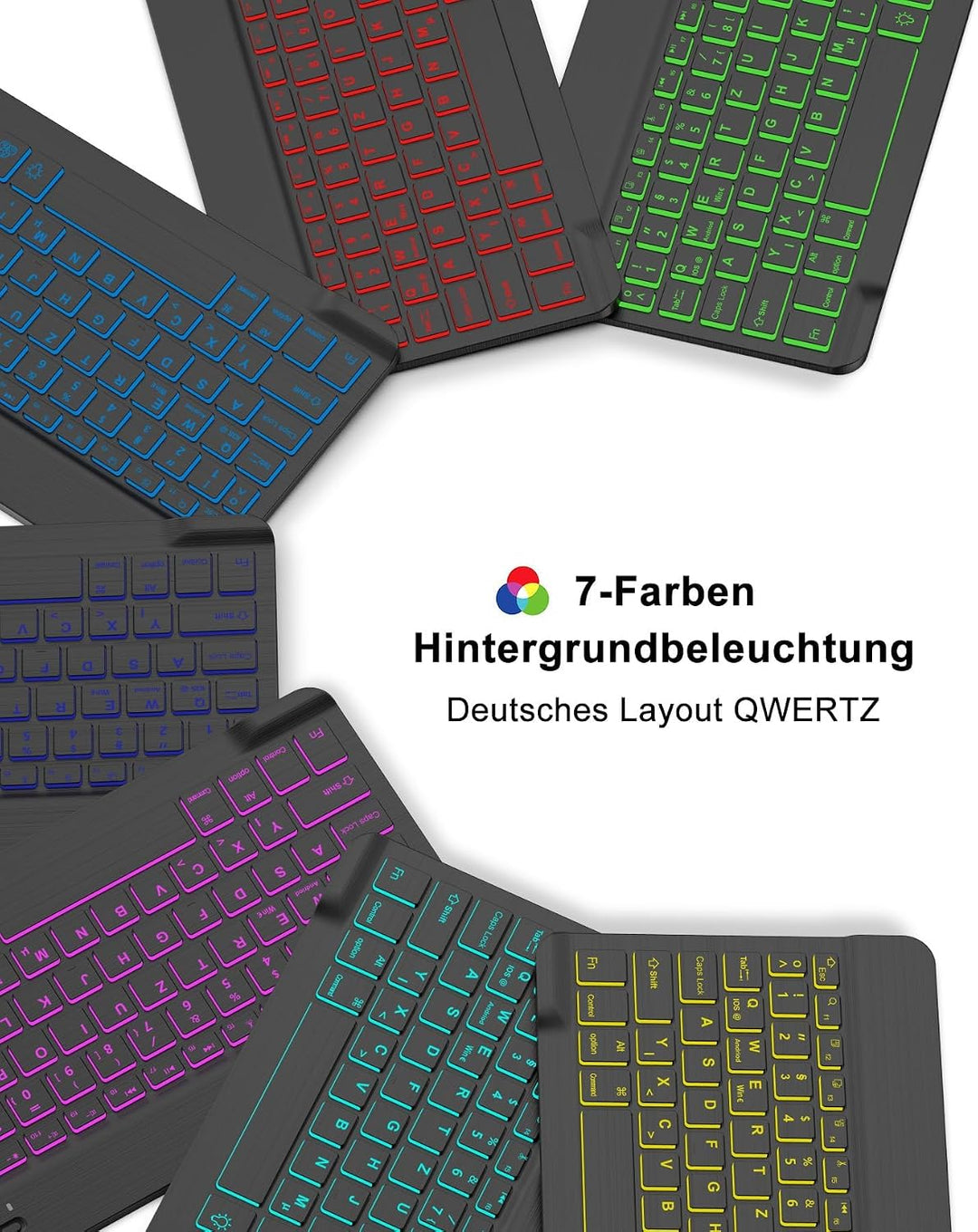 Für Redmi Pad SE 11" Tastaturhülle mit Beleuchtung QWERTZ | Für Redmi Pad SE 11 Hülle - Mit 7-Farben