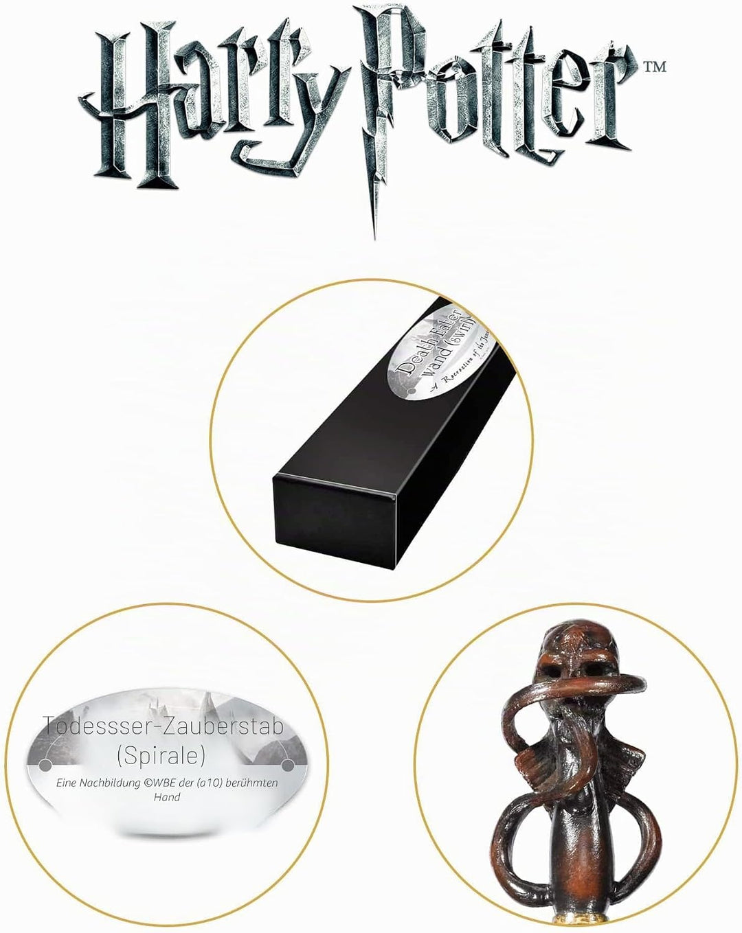 Death The Noble Collection Eater Swirl Character Wand - 14in (35cm) Wizarding World Wand with Name T