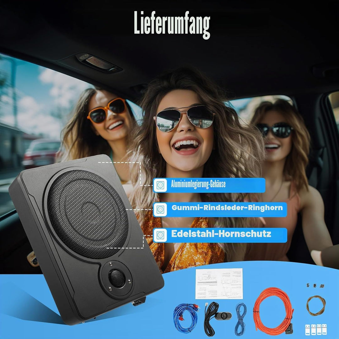MINRS Aktivsubwoofer Untersitz Auto Subwoofer Bass, Ultrakompakter 8" Aktiv Untersitz Subwoofer für