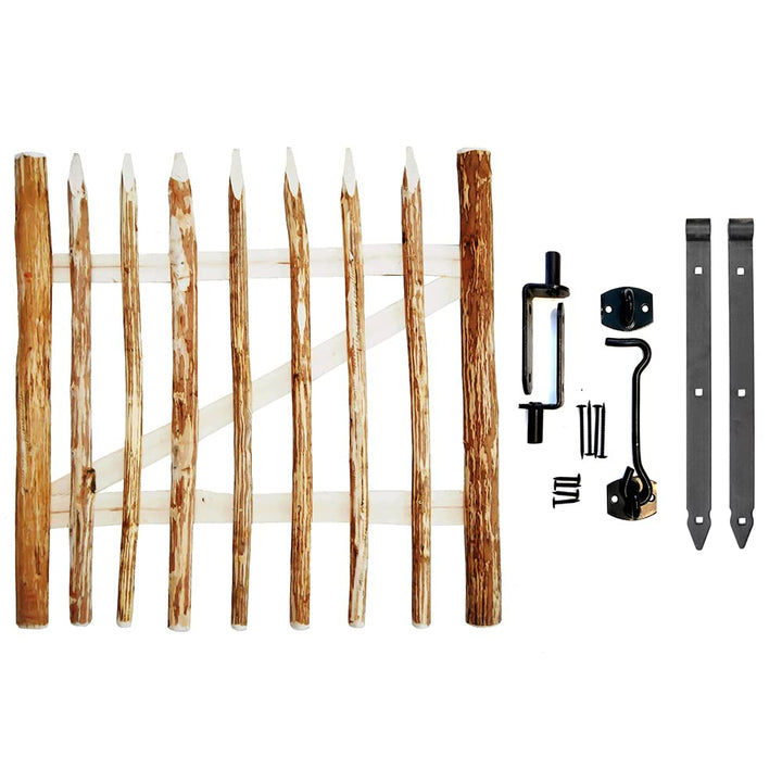 H4L Zauntor Holzpforte 90x98cm BxH Pforte Zaun Stakete Tor Gartentor Holztor Haselnuss 90x98cm HxB,
