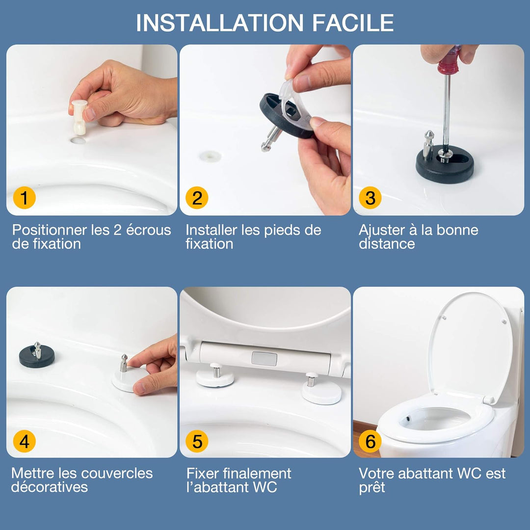 Dembexo® - Premium Toilettendeckel - WC Sitz mit Absenkautomatik, Weiche Schliessung, Mit Anti-Rutsc
