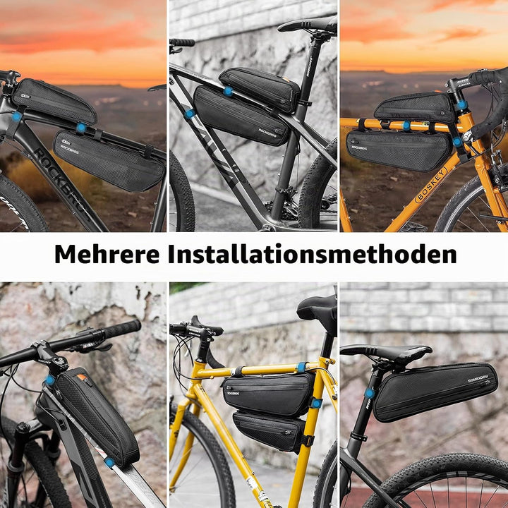 ROCKBROS Fahrradtasche Set, Fahrrad Lenkertasche + Rahmentasche, 2 in 1 Abnehmbare Dreiecktasche für