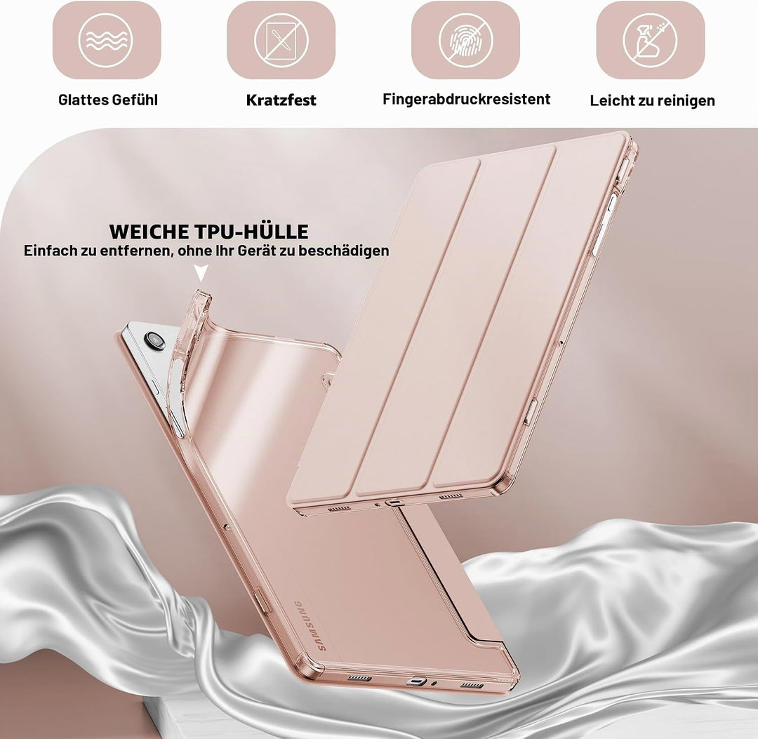 INFILAND Hülle für Samsung Galaxy Tab A11+/A9+11 Zoll (2023/2025),Schlanke Standfunktion Kristallkla
