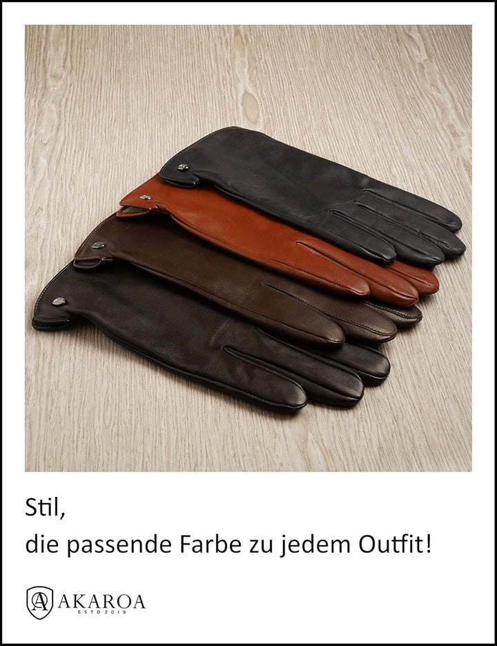 AKAROA ESTD 2019 Lederhandschuhe Herren TIM, Touchscreen Funktion, italienisches Leder, recyceltes S