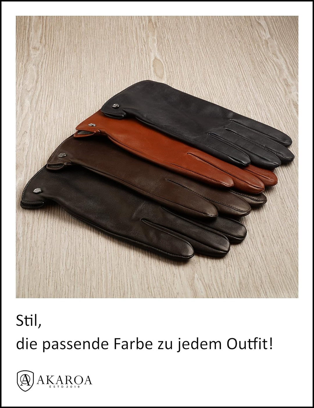 AKAROA ESTD 2019 Lederhandschuhe Herren TIM, Touchscreen Funktion, italienisches Leder, recyceltes S