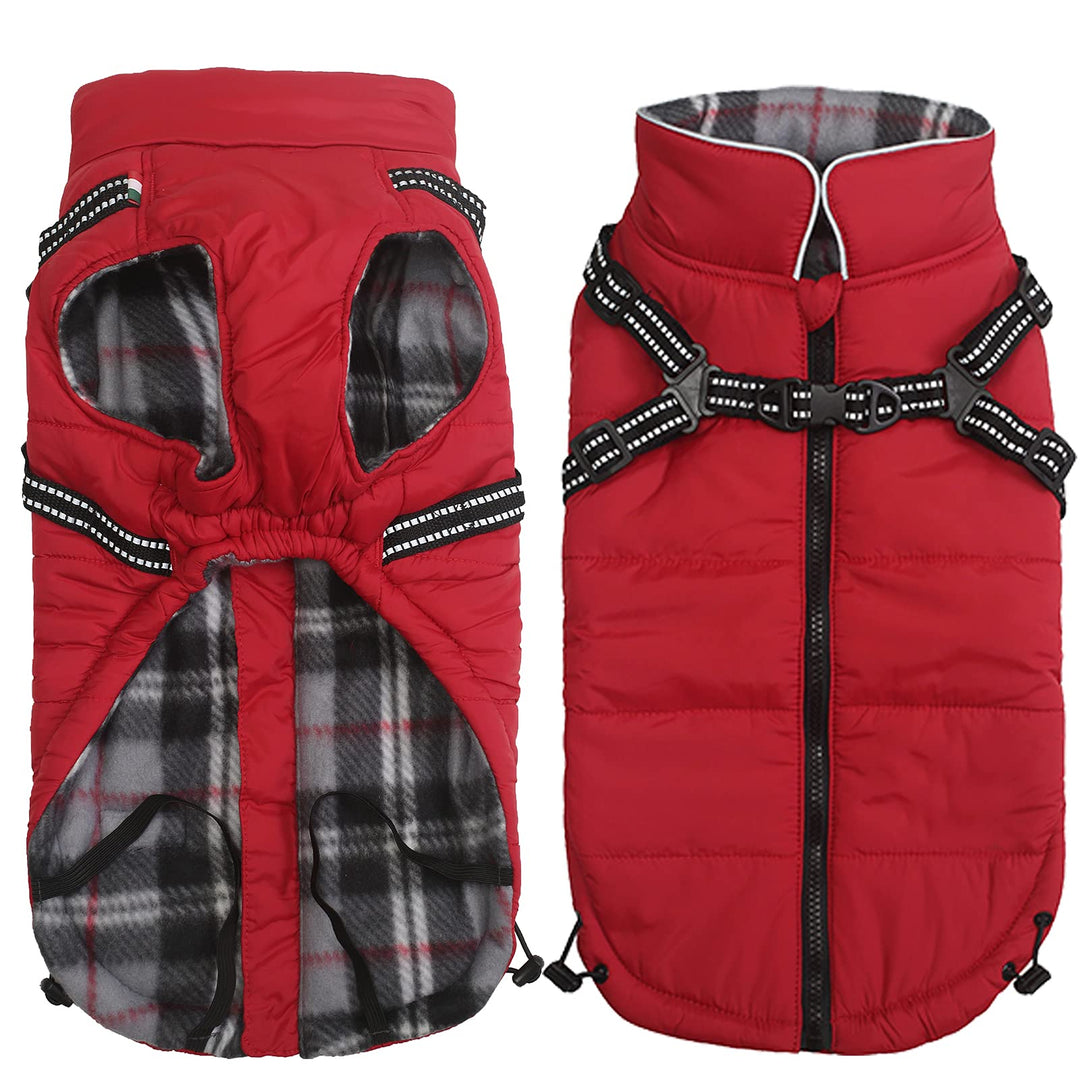 MOREZI Winterhundejacke, wasserdichte Aussenschicht, Fleecefutter, Rückenreissverschluss-Design, mit