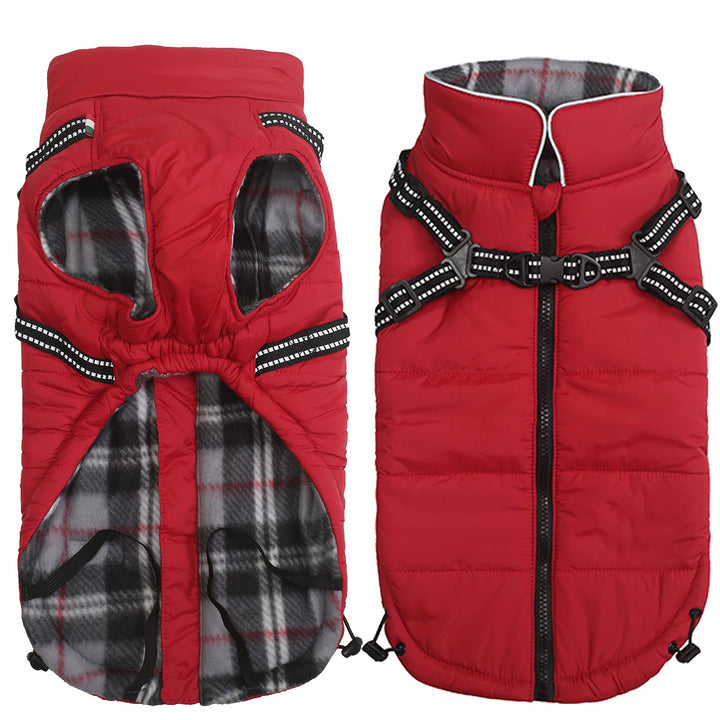 MOREZI Winterhundejacke, wasserdichte Aussenschicht, Fleecefutter, Rückenreissverschluss-Design, mit