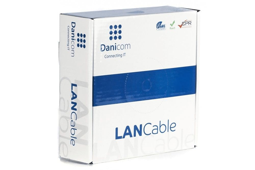 Danicom CAT5e Netzwerkkabel - SF/UTP - AWG 26/7 (Flexibel) - 100 Meter - Grau - CCA, POE, Ethernet,
