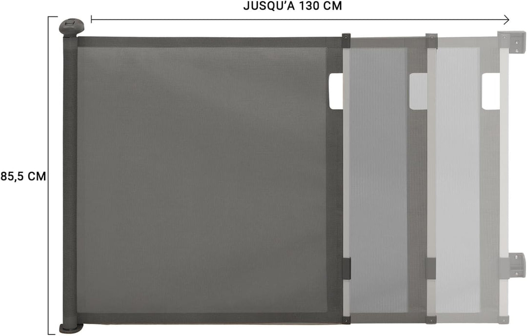 IDMarket - Einziehbares Schutzgitter für Haustiere 130 cm grau