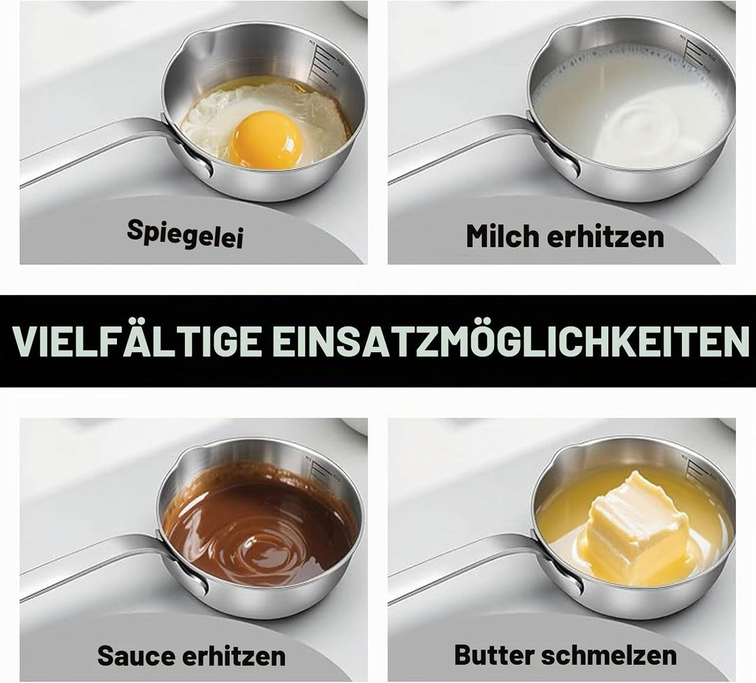 Butterwärmer aus Edelstahl, 400 ml (13,5 FL oz), zum Erwärmen von Milch, Butter, Sossen, Kaffee, Sch