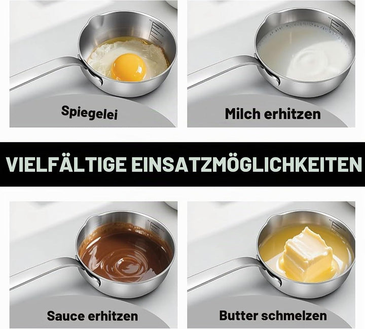 Butterwärmer aus Edelstahl, 400 ml (13,5 FL oz), zum Erwärmen von Milch, Butter, Sossen, Kaffee, Sch
