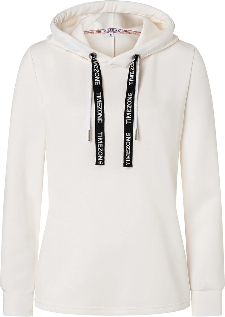 Timezone Damen Fancy Tape Hoodie Kapuzenpullover S Off White, S Off White