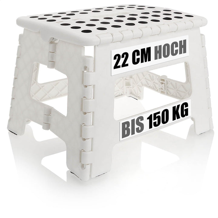 com-four® Klapptritt mit Gumminoppen - Faltbarer Tritthocker - tragbare Aufstiegshilfe für Haushalt,