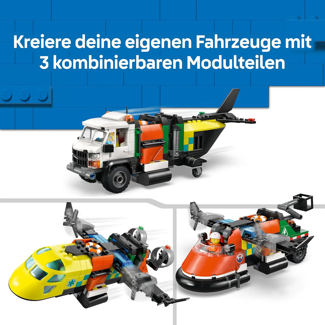 LEGO City Kombinationsset mit Flugzeug, Wartungsfahrzeug und Luftkissenboot - Spielzeug Fahrzeug - M