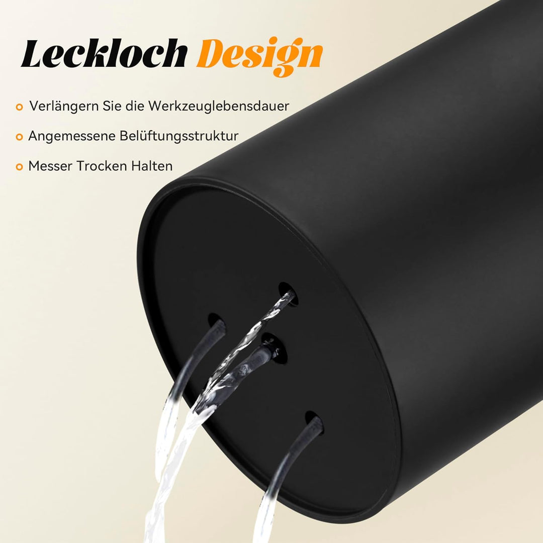 Messerblock Ohne Messer für Küche, Universal Schwarz mit Flexiblen Lamellen, Leer für 4-10 Messer Al