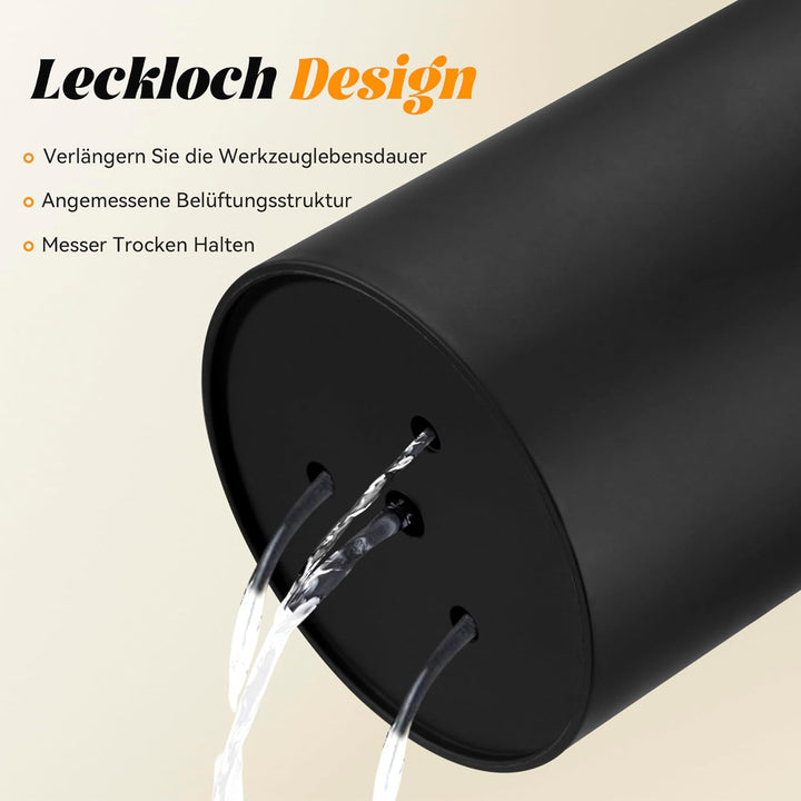 Messerblock Ohne Messer für Küche, Universal Schwarz mit Flexiblen Lamellen, Leer für 4-10 Messer Al