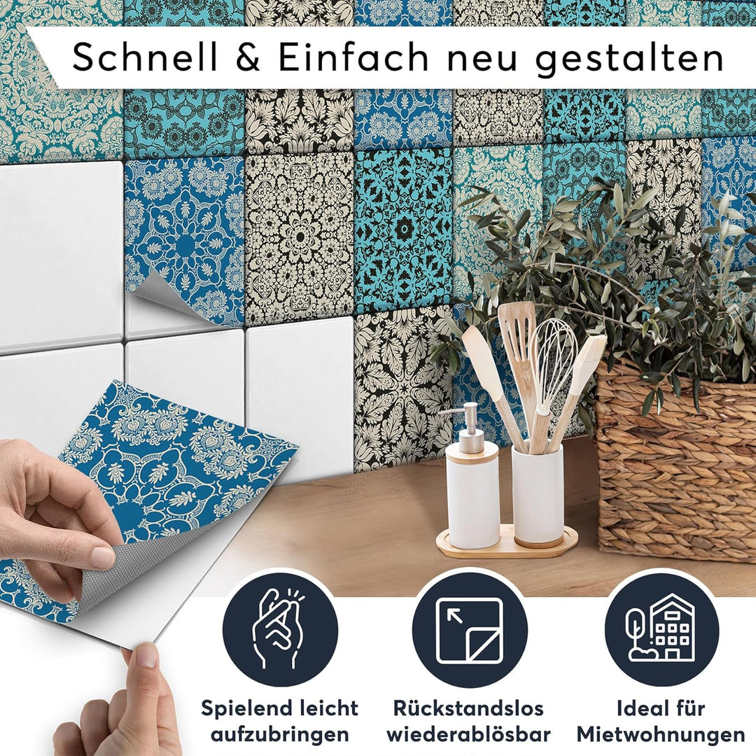 CREATISTO Mosaik-Fliesen Fliesensticker Fliesenfolie - Klebe Folie für Wandfliesen I Stickerfliesen