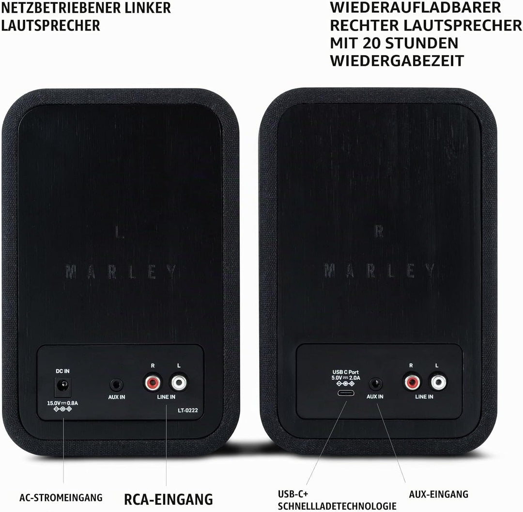 House of Marley Get Together Duo Bluetooth Lautsprecher Boxen Schwarz - Nachhaltig hergestellte Rega