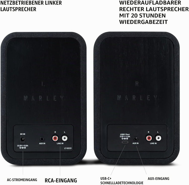 House of Marley Get Together Duo Bluetooth Lautsprecher Boxen Schwarz - Nachhaltig hergestellte Rega