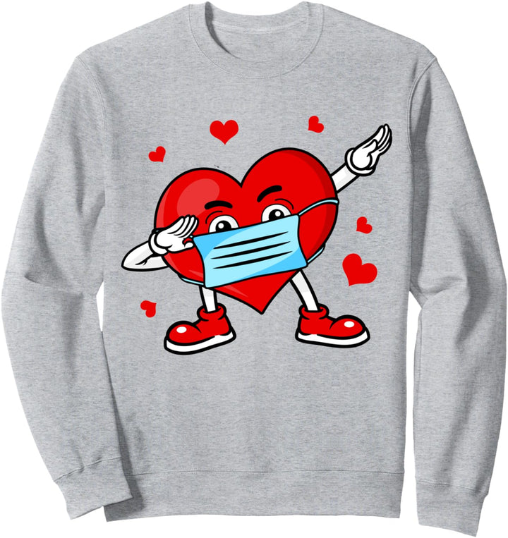 Dabbing Herz mit Gesichtsmaske Valentinstag Sweatshirt