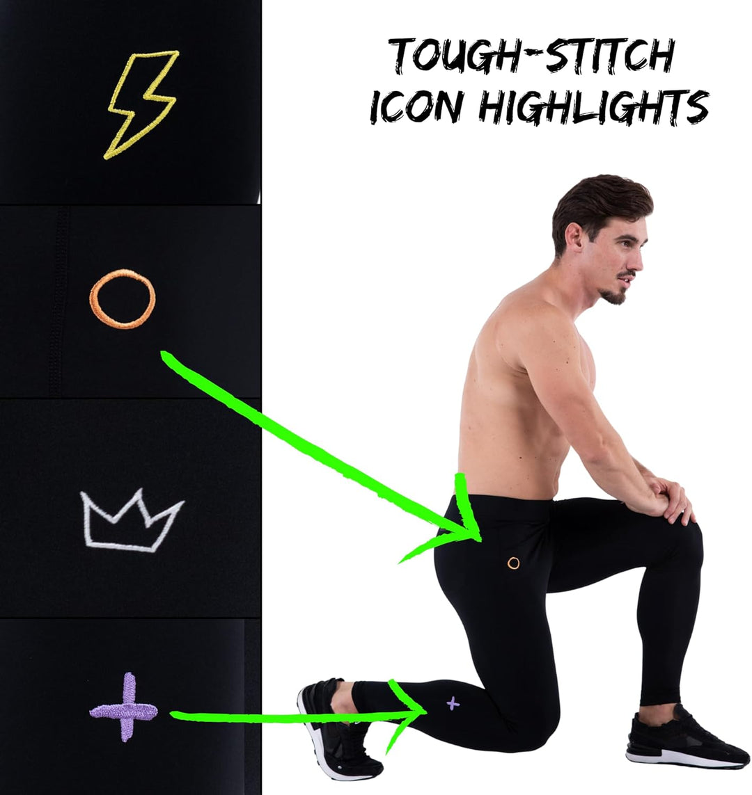 Kapow Meggings Performance PRO: Lange Sportleggings für Herren mit Kompression – Perfekt für Laufen,