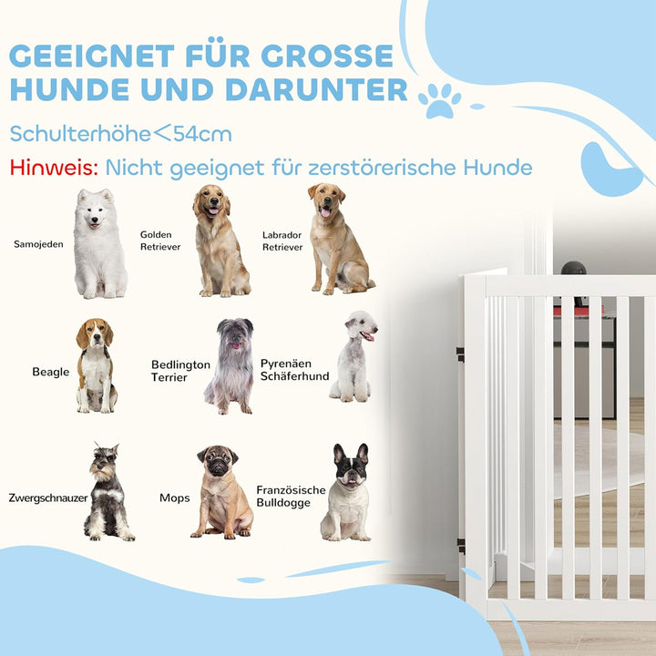 PawHut Absperrgitter Hund Freistehendes Treppengitter mit Füssen Holz 240 x 81 cm Hundegitter Schutz