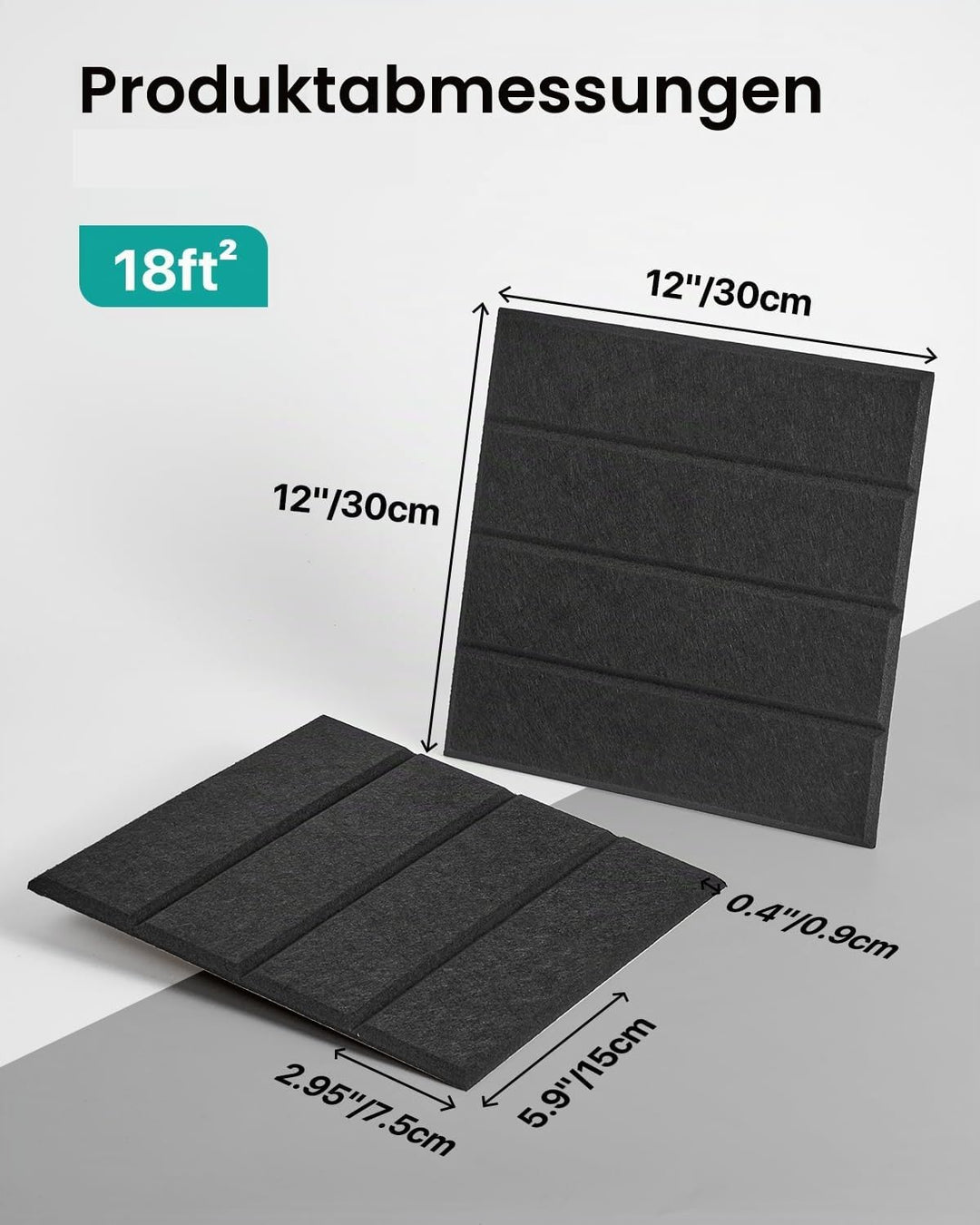 Soundsbay 18 Stück Akustikpaneele Selbstklebend, Akustikplatten aus Polyester zur Schalldämmung, 30×
