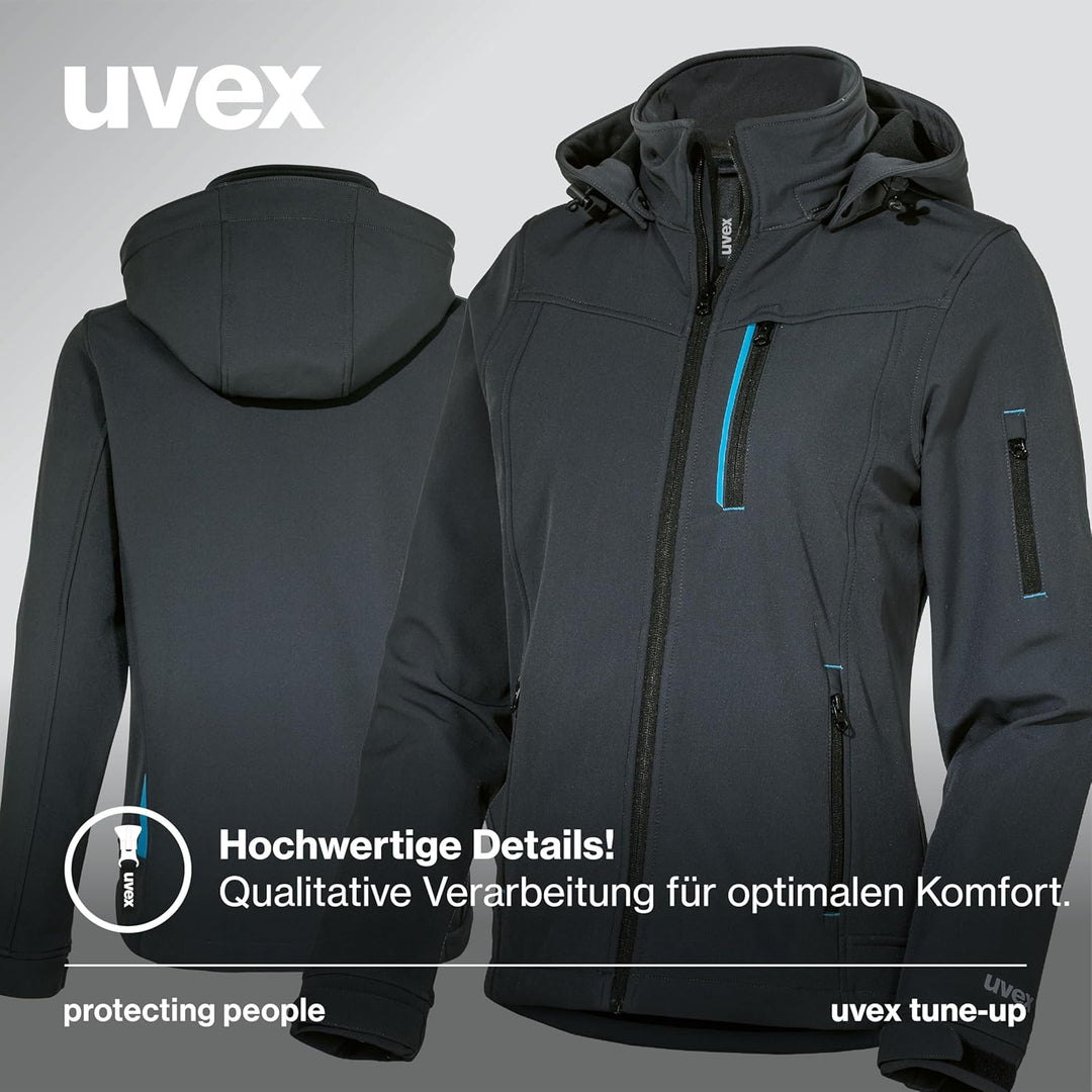 Uvex tune-up Softshell-Arbeitsjacke für Damen - Wasserabweisende Outdoorjacke S Blau, S Blau
