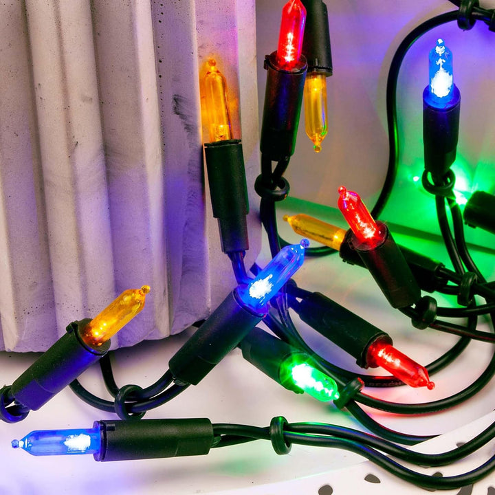 hellum Innen Lichterkette Weihnachtsbaum mit 100 bunten Lichter, Weihnachtsdeko modern grünes Kabel