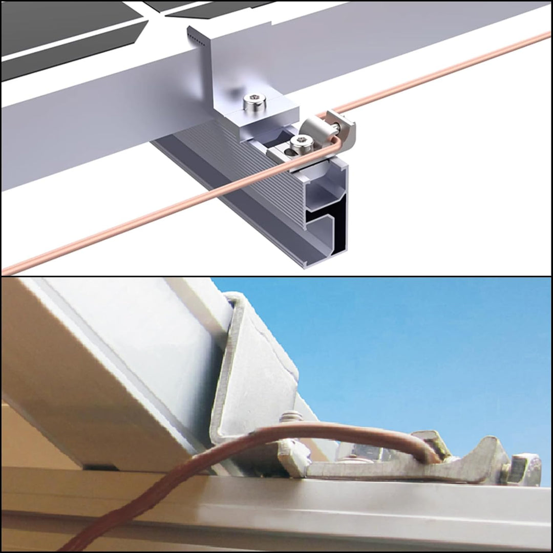 22 Stück Erdungsklemme Boden Erdung Lug Standard Solarpanel Erdungsclip Solarmodul Halterung Erdungs