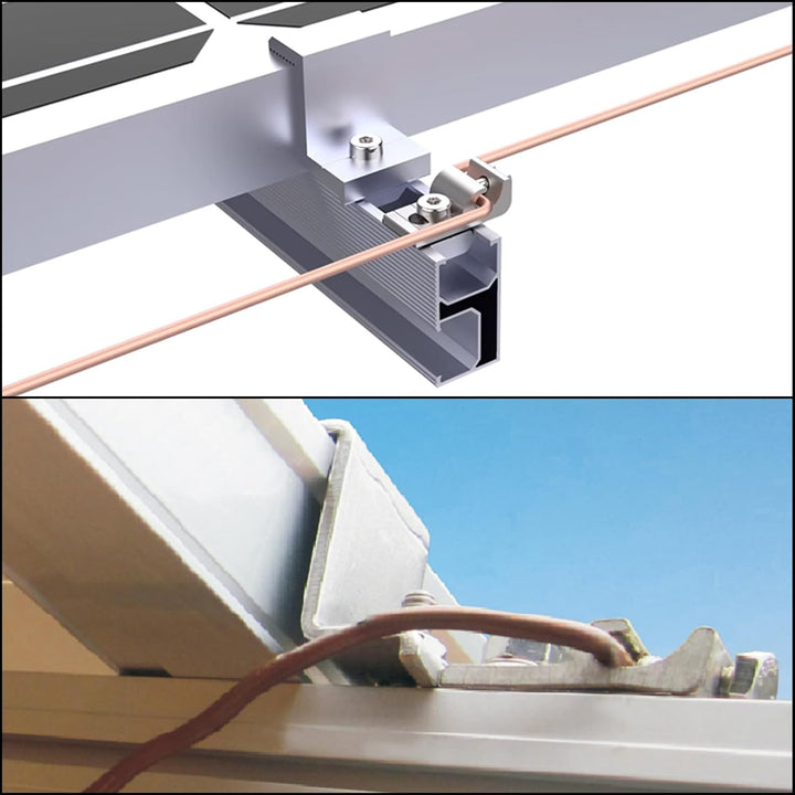 22 Stück Erdungsklemme Boden Erdung Lug Standard Solarpanel Erdungsclip Solarmodul Halterung Erdungs