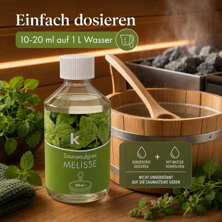 KK Sauna Aufguss Konzentrate PREMIUM | 500 ml Flasche | Made in Germany | Wellness für Zuhause | Mel