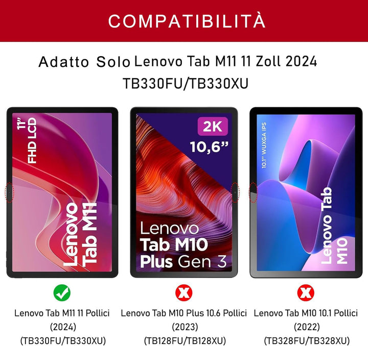 Tastatur Hülle für Lenovo Tab M11 2024 11 Zoll (TB330/TB331), Italienisch QWERTY Abnehmbare Bluetoot