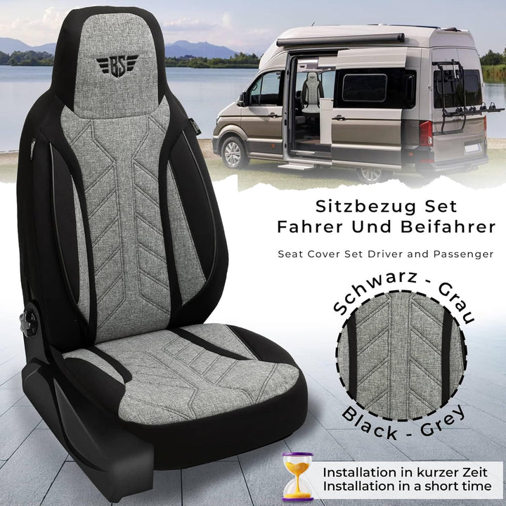 BREMER SITZBEZÜGE Wohnmobil Schonbezüge für FIAT Ducato Jumper Boxer PLKT201 PLKT201 - Schwarz/Grau,
